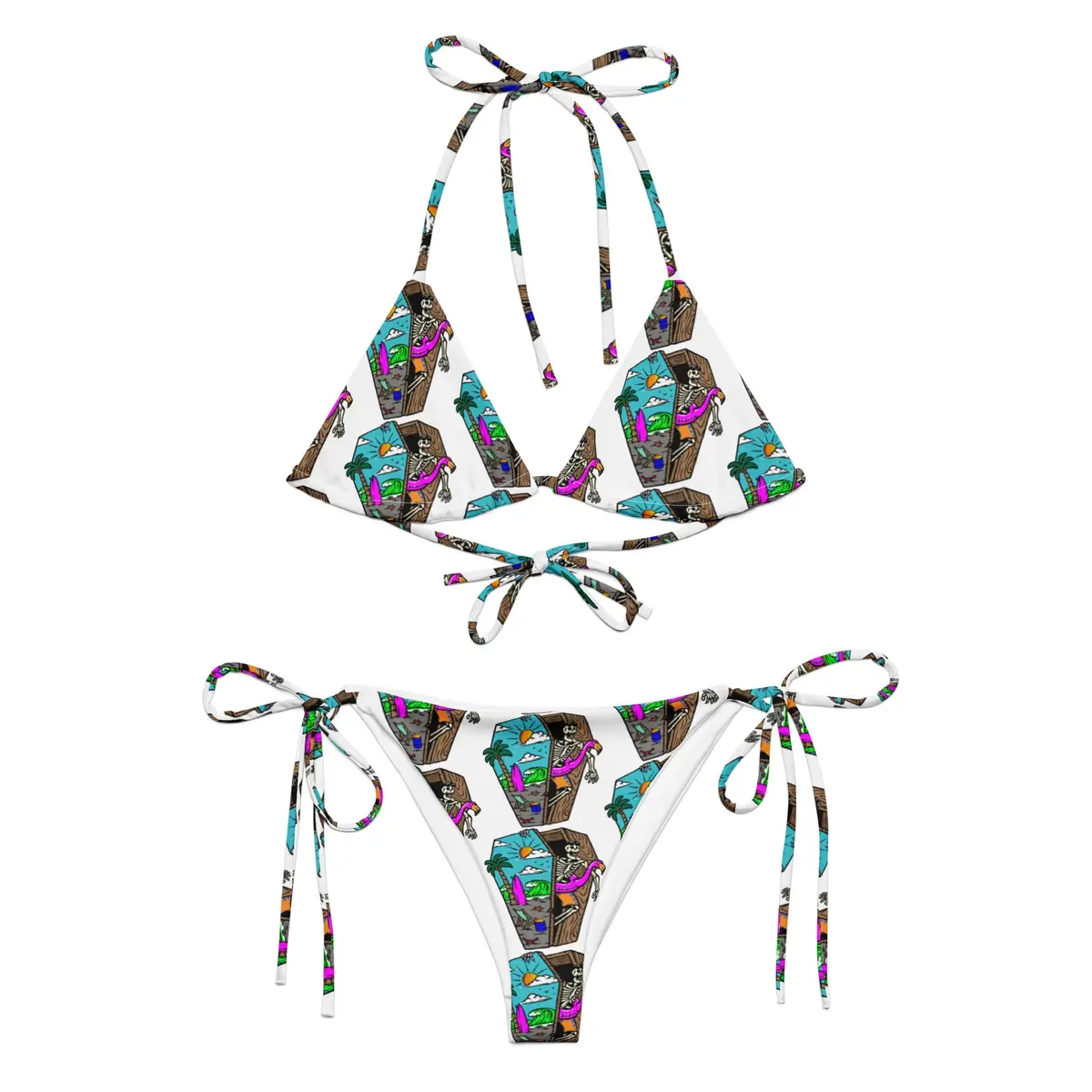 Death Pool All-Over Print Recycled String Bikini 3