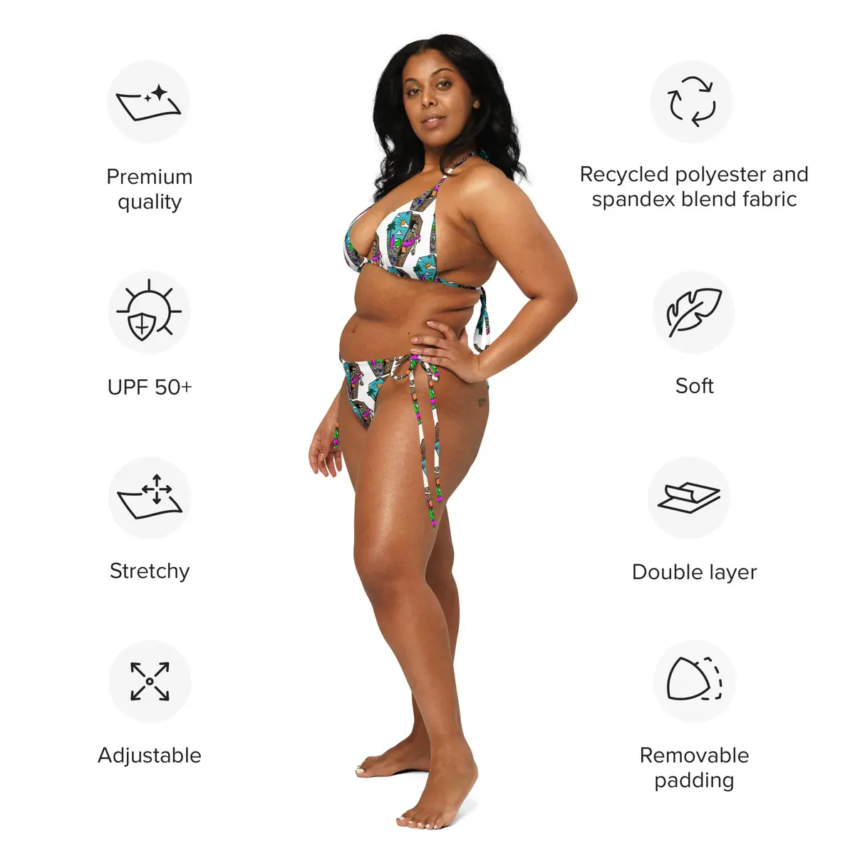 Death Pool All-Over Print Recycled String Bikini 5