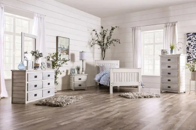 Rockwall Full, Queen, & Twin Bed White, Gray, & White 3
