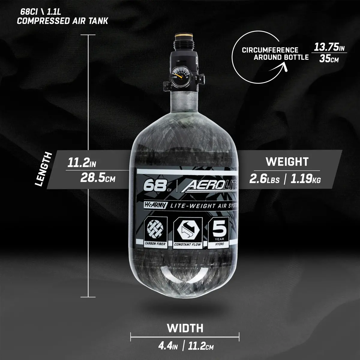 Aerolite Carbon Fiber Tank - 68Ci / 4500Psi - Clear 2