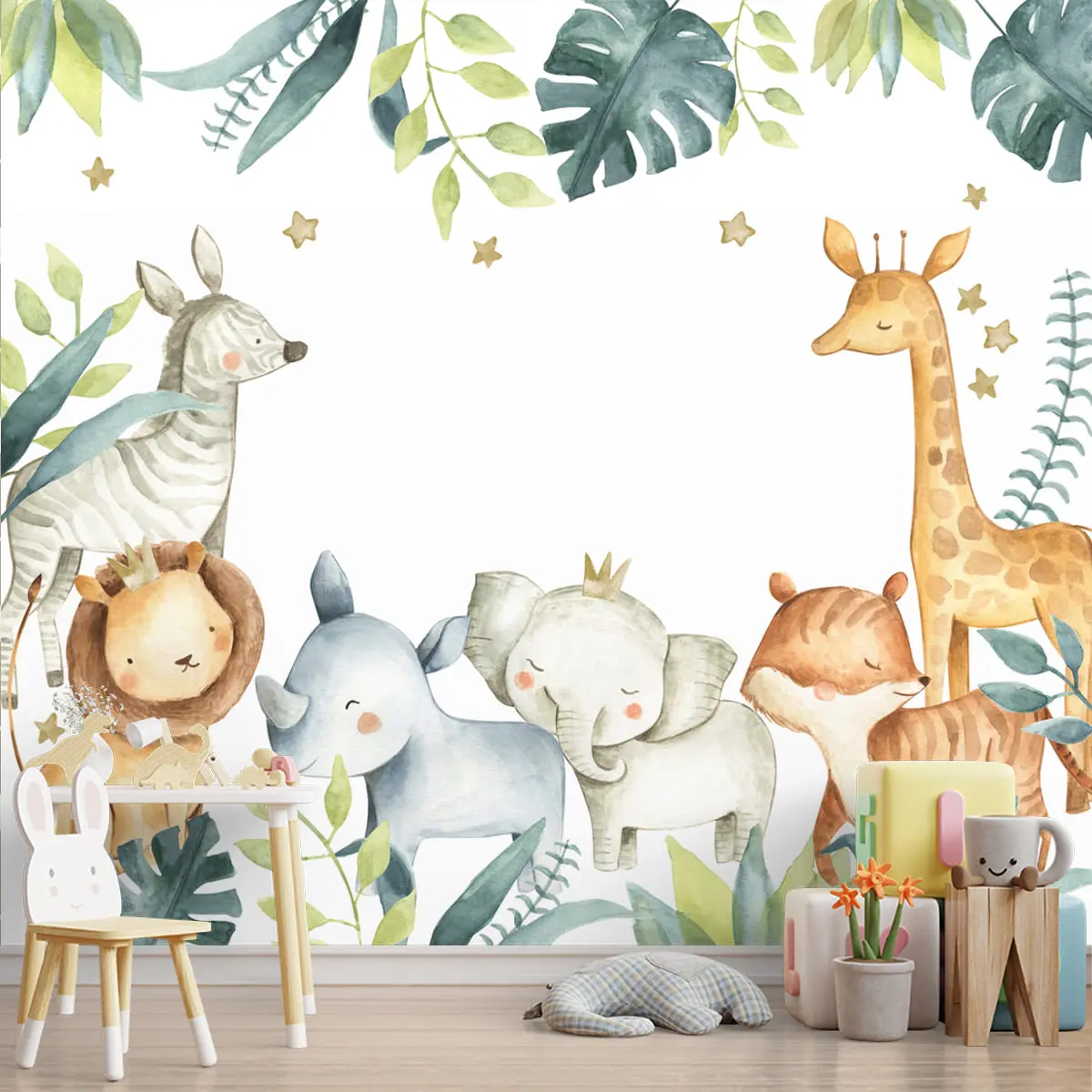 Cute Animal Design Wallpaper For Nursery Rooms, Customised 1