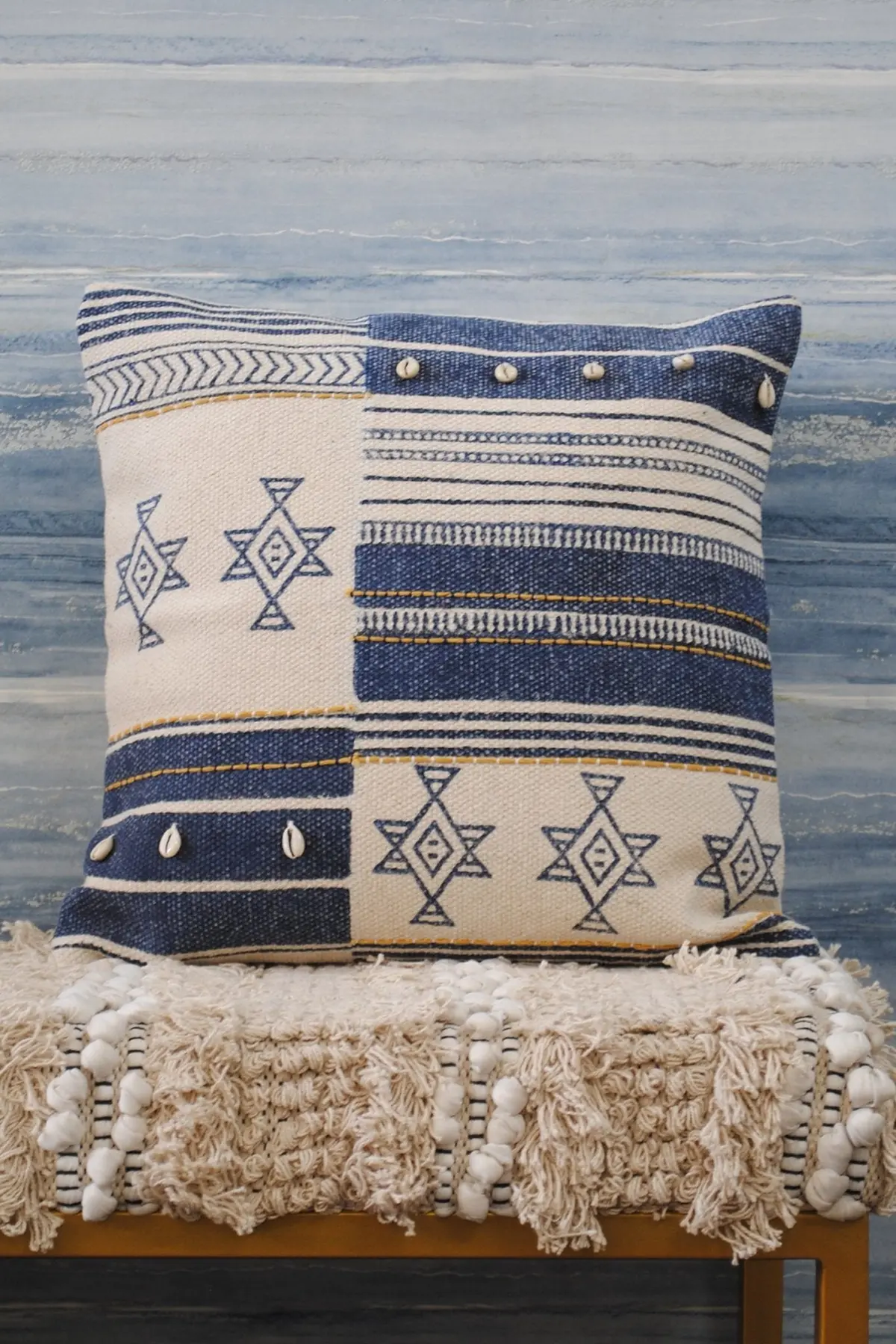 Blue Laurel- Square  Cushion Cover 1