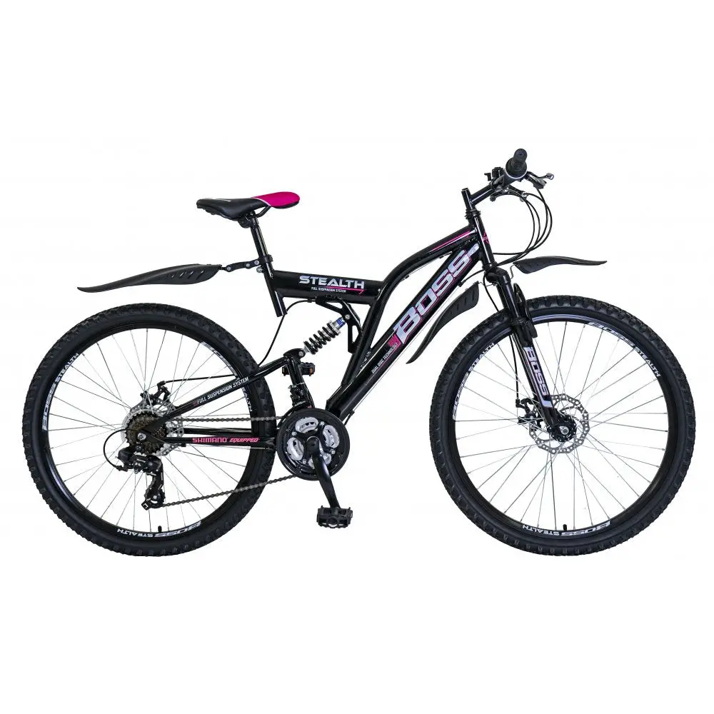 Boss Stealth 26 Mountain Bike, Black/Pink 1