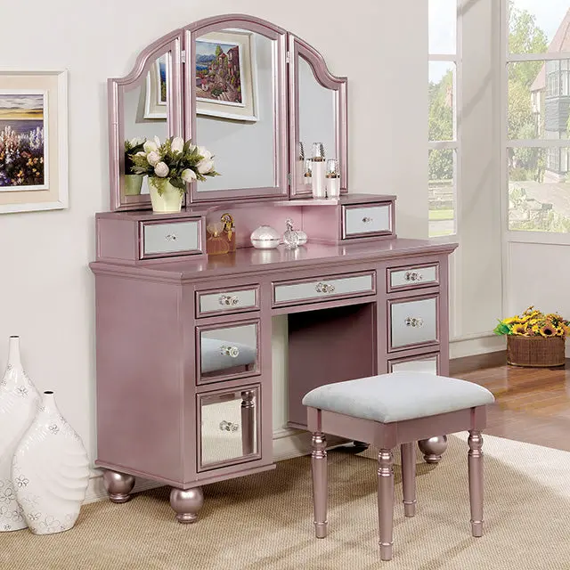 Tracy Rose Gold Vanity W/ Stool 1