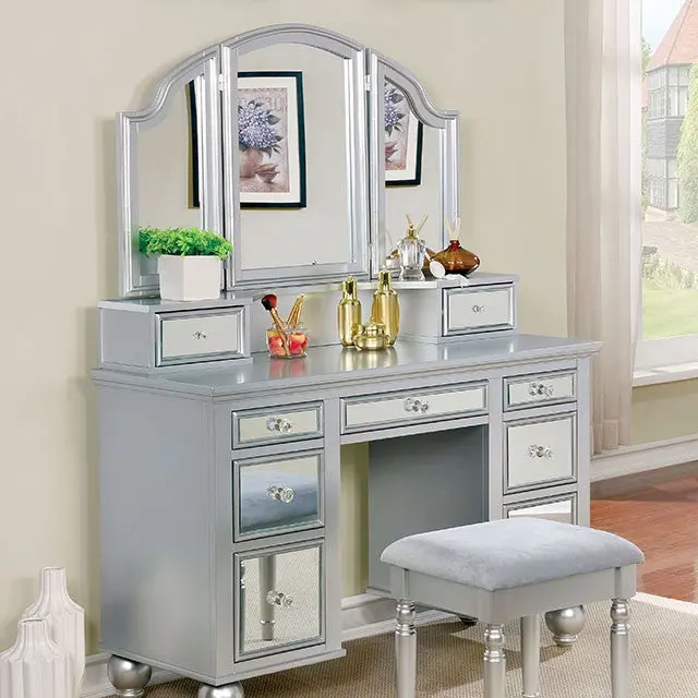 Tracy Silver Vanity W/ Stool 1