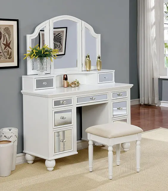 Tracy White Vanity W/ Stool 1