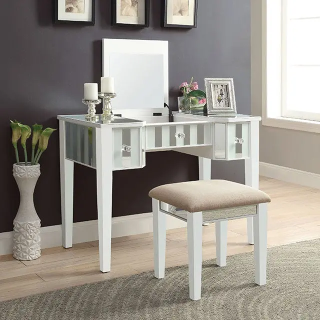 Joyce White Vanity W/ Stool 1