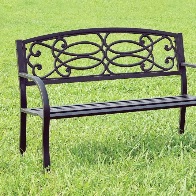 Potter Black Patio Steel Bench 1