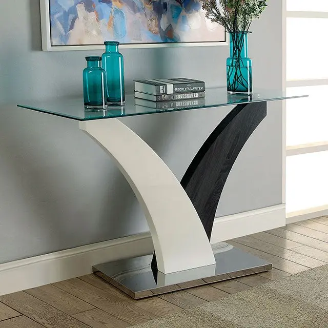 Sloane White/Dark Gray/Chrome Sofa Table 1
