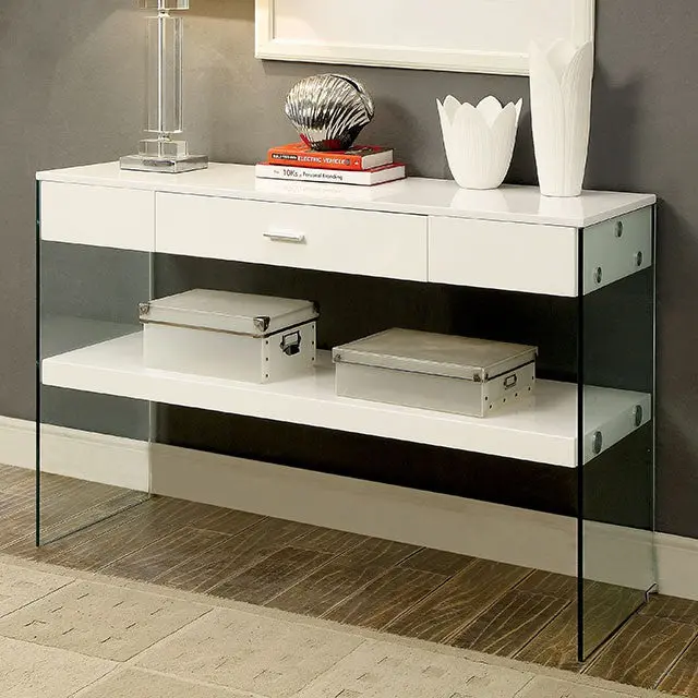 Raya White Sofa Table, White 1