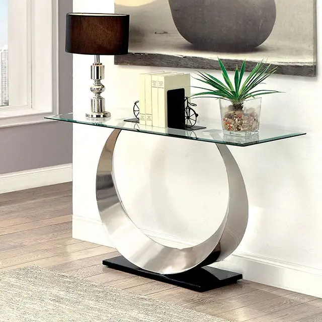 Orla Ii Satin Plated/Black Sofa Table 1