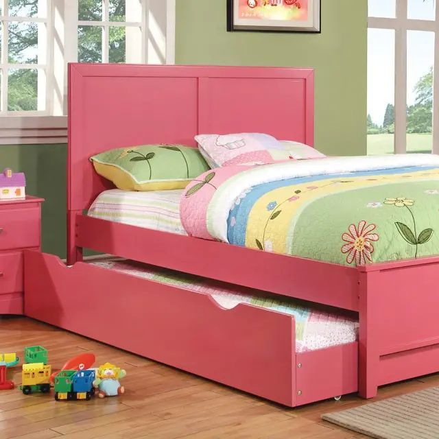 Priam Full & Twin Bed, White/Gray, Pink, Chrome, & Yellow 3