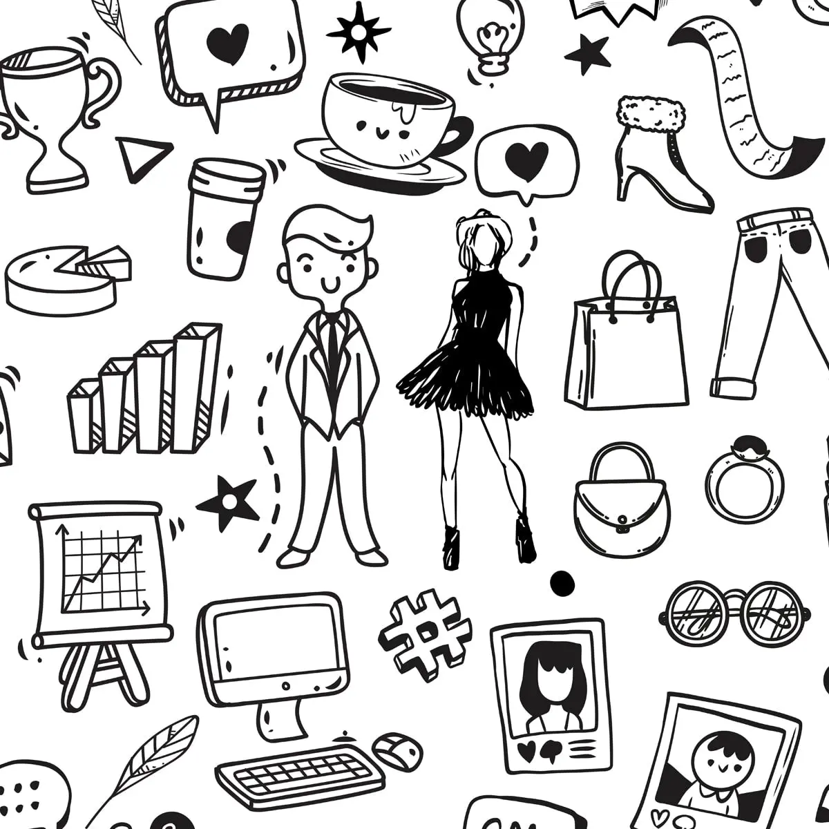 Doodle Art Wallpaper For Walls With Funky Elements 4