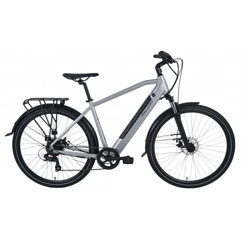 Falcon Horizon Cross Bar Electric Hybrid Bike, Silver 1