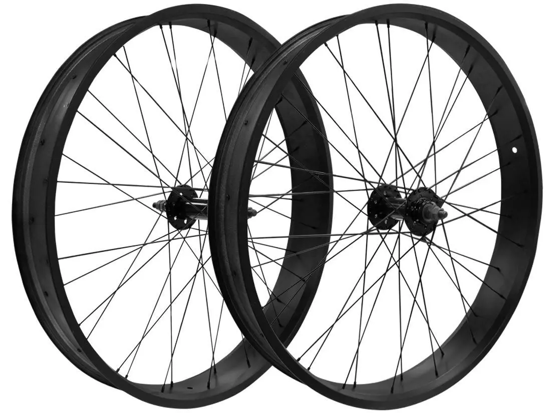 26" Fat Tire Single/7 Speed Beach Cruiser Wheel Set (Black) 1