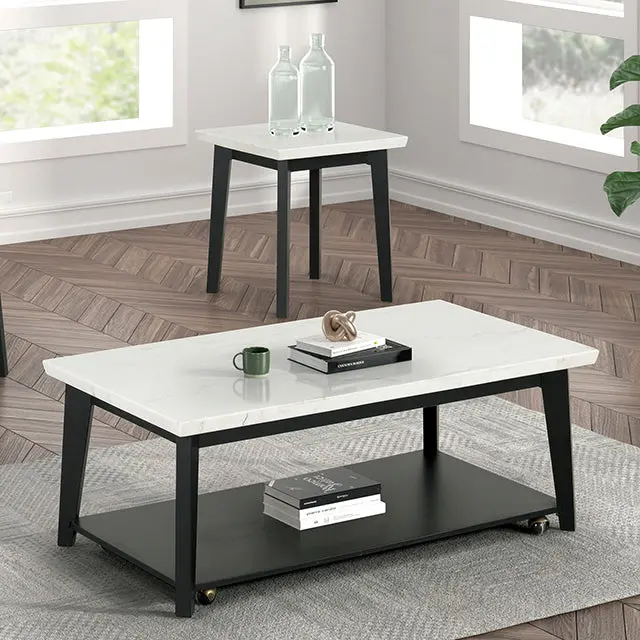 Thisted Rectangle Marble Coffee Table W/ Casters 1