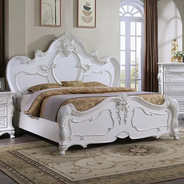 Roselli E.King & Queen Bed White & Chrome 1