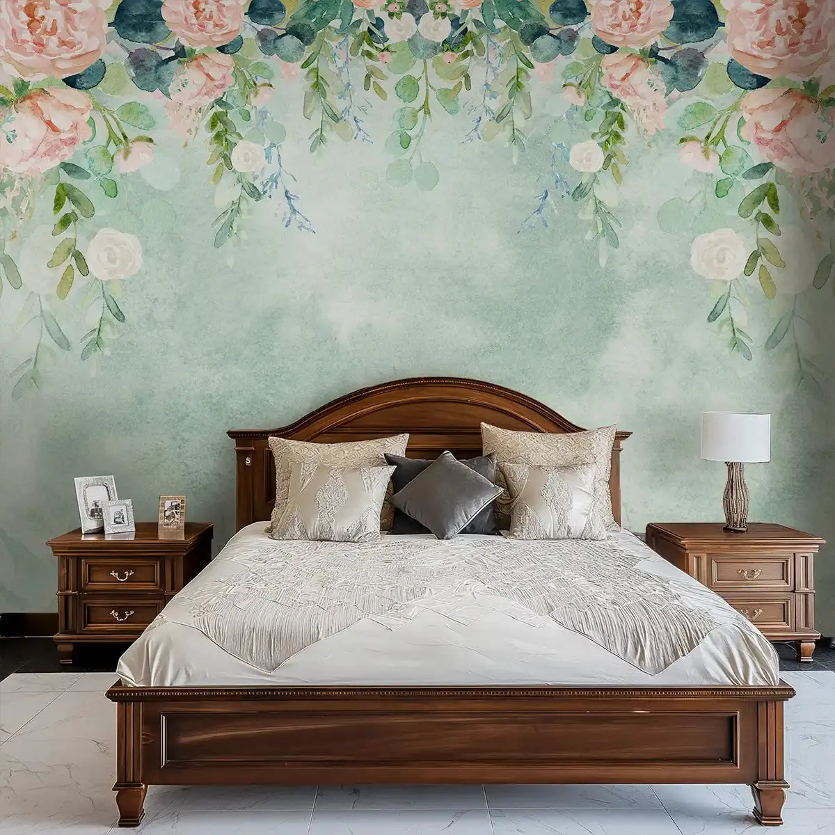 Water Color Look Hanging Floral Wallpaper For Bedrooms 1