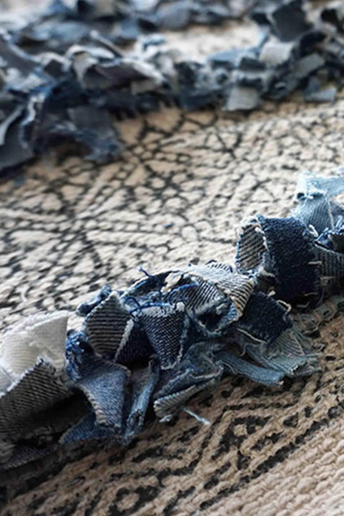 Modish - Denim Shaggy Block Print Rug 6