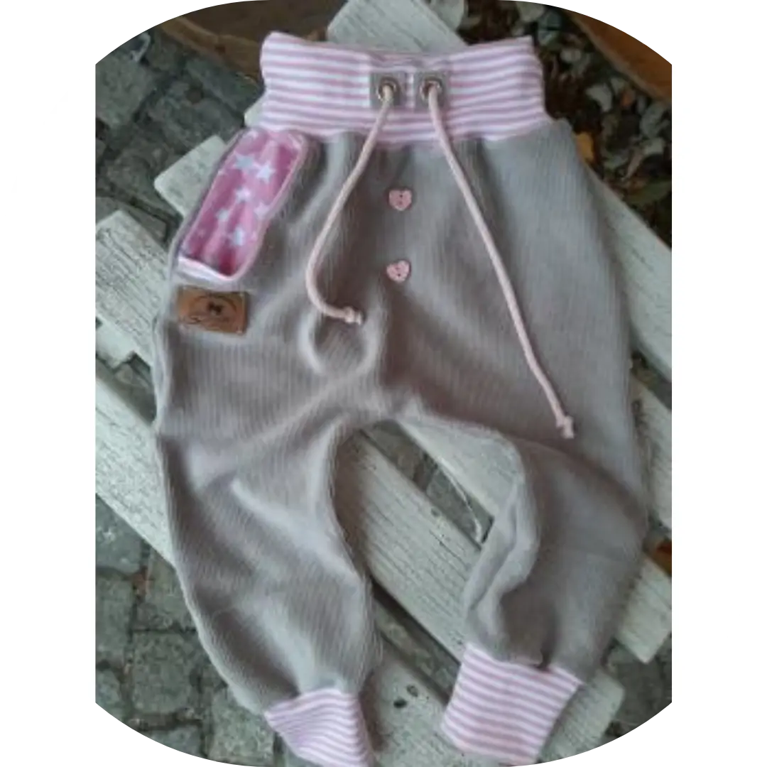 Sterne Cordjersey Herzen Grau Rosa  Pumphose 1