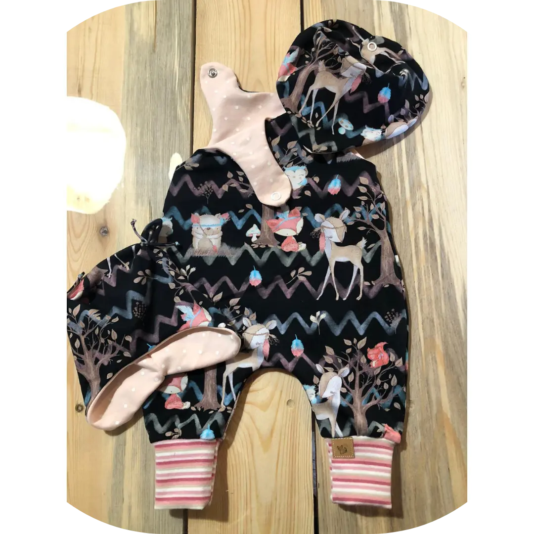 Waldtiere Boho Schwarz Strampler 3Er Set 1