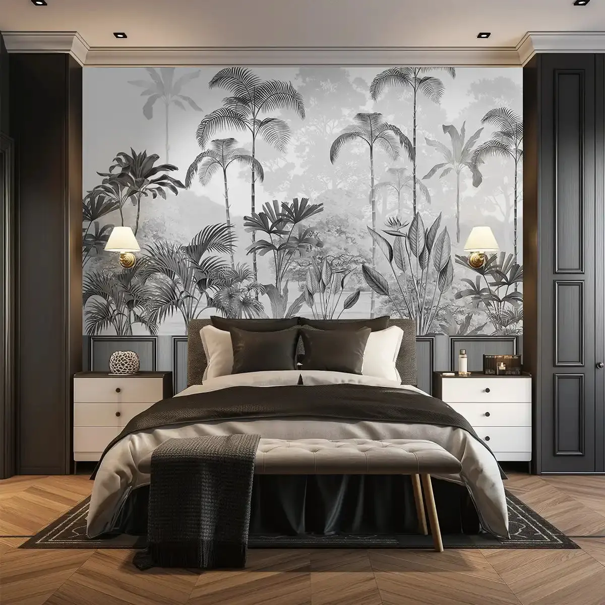 Kaira, Nature Theme Wallpaper For Rooms, Black & White, Customised 1