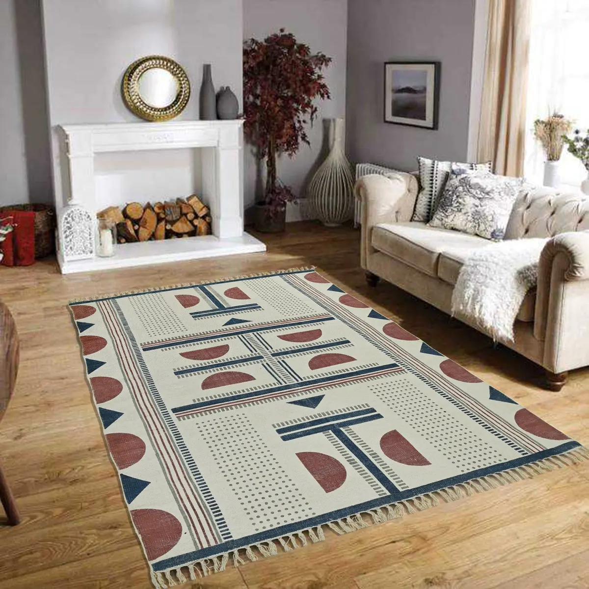 Karnika - Block Printed Cotton Rug 3