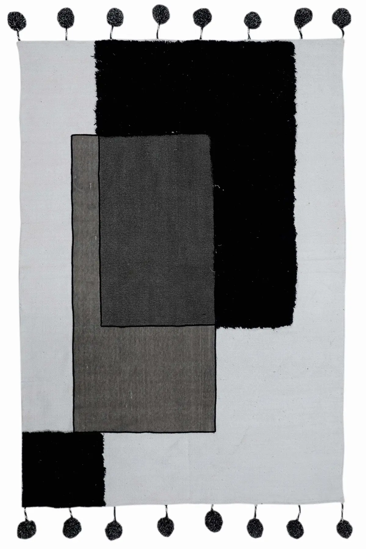 Kelki - Patchwork Rug With Pom Poms 2