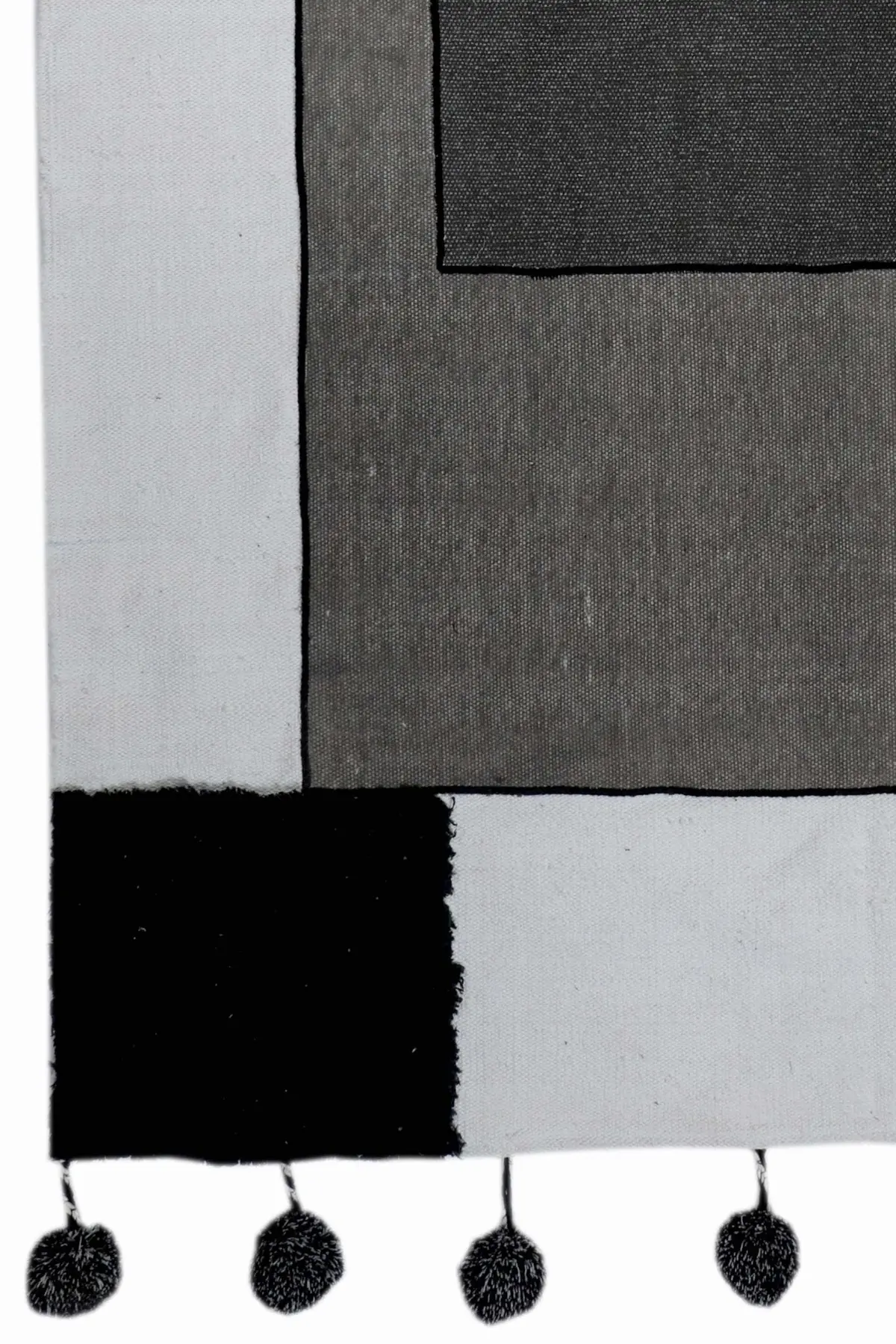 Kelki - Patchwork Rug With Pom Poms 3