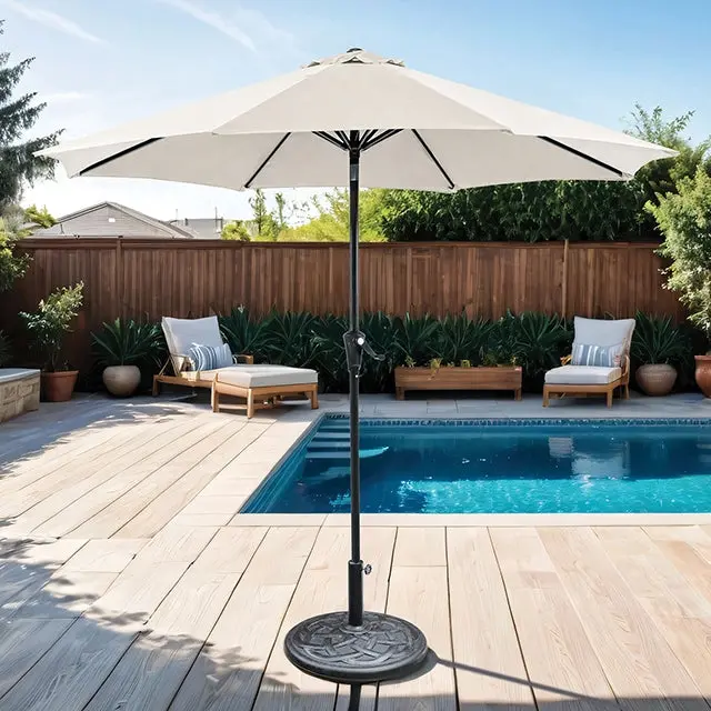 Tano 9' Outdoor Umbrella + 21" Round Base 1