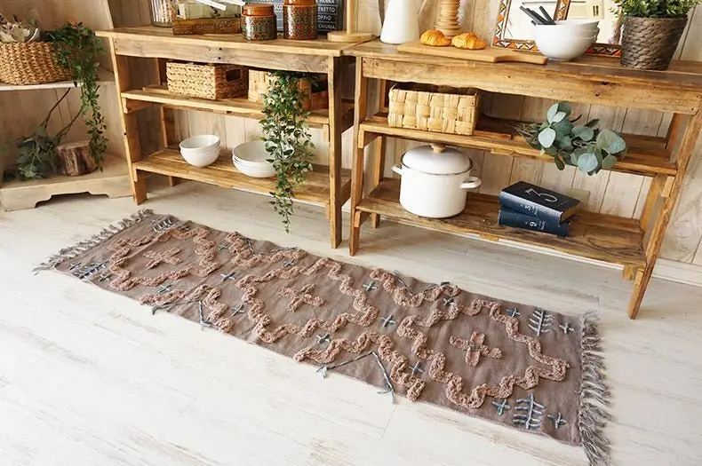 Michael - Hand Embroidered Cotton Floor Rug Runner 1