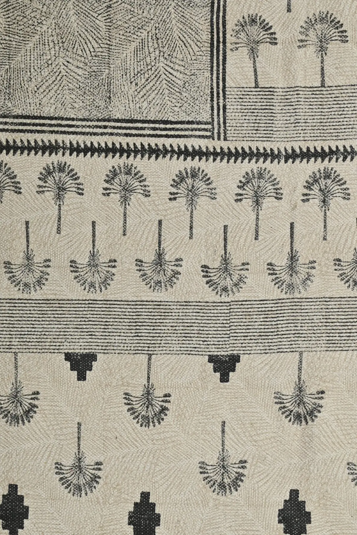 Palms Block Printed Cotton Rug 5