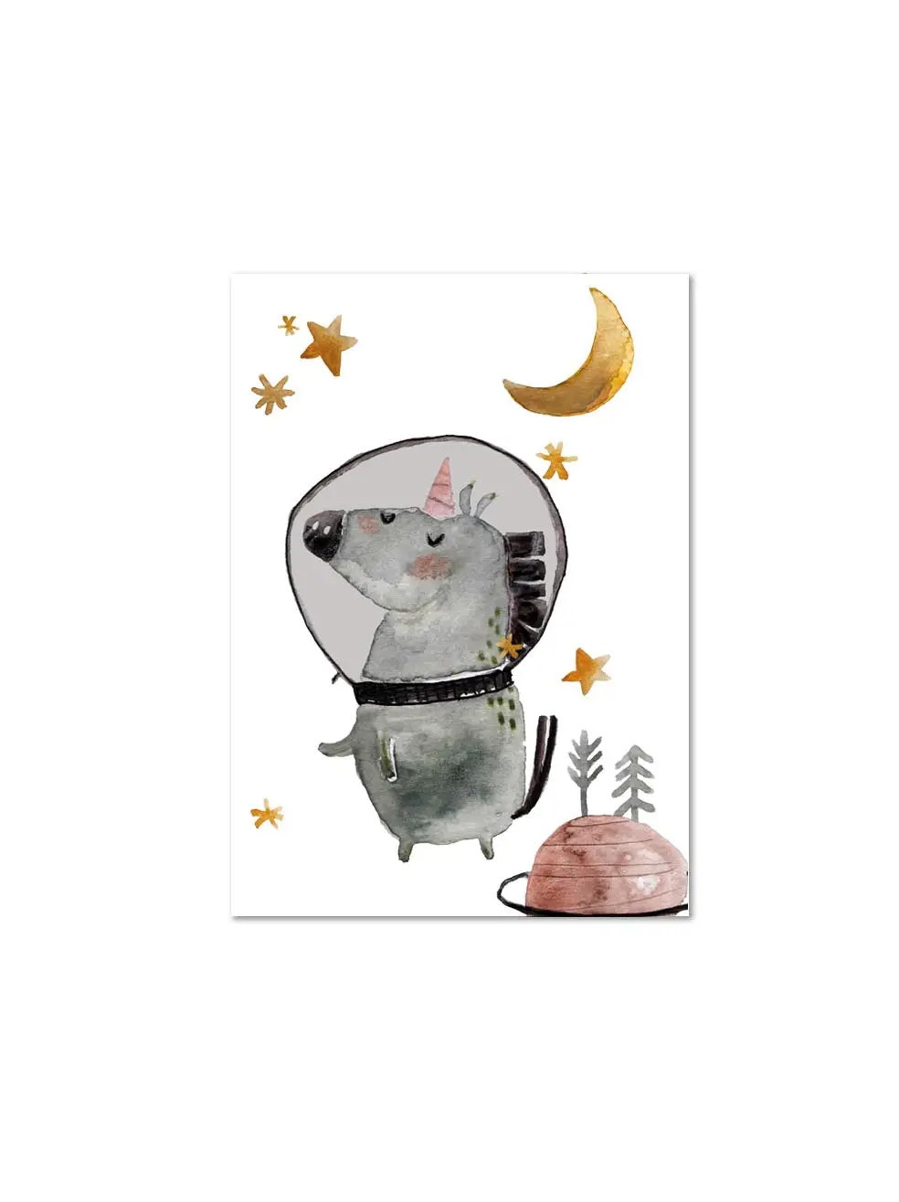 Postkarte "Spacehorn Sibill- Einhorn Im Weltraum" 1