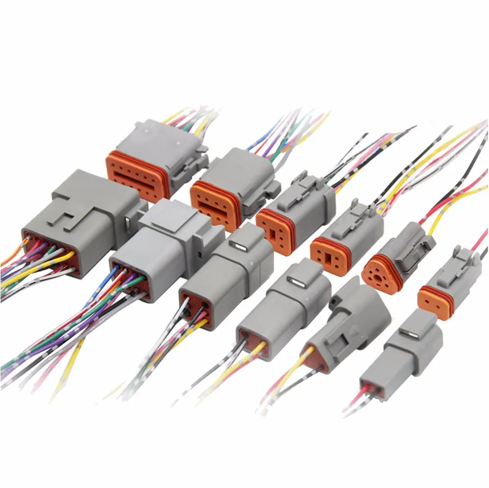 Deutsch Dt06 Dt04 Waterproof Connectors Male And Female Butt Plug With Wire 2 3 4 6 8 12 Pins 22-16Awg 1