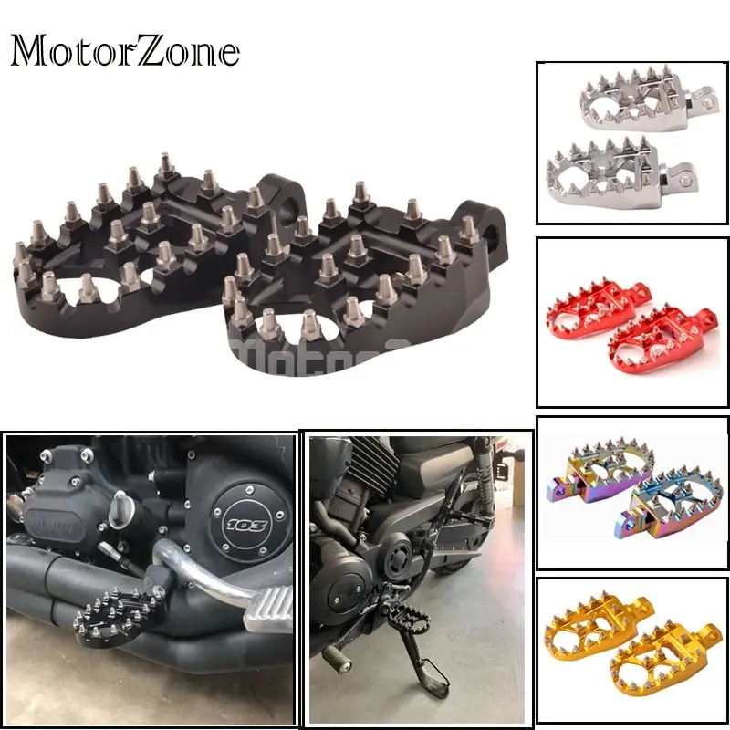 Offroad Wide Motorcycle Fat Foot Pegs Pedals 360° Roating Foot Pedals Footpegs Rests Suit For Harley  Dyna Sportster Bobber 1