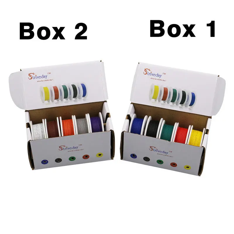 30/28/26/24/22/20/18Awg ( 5 Colors In A Box Mix Stranded Wire Kit ) Electrical Cable Wire Tinned Pure Copper Pcb Wire 1