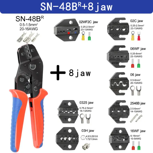Crimping Pliers Set Sn-48Bs(=Sn-48B+Sn-28B) Jaw Kit For 2.8 4.8 6.3 Vh3.96/Tube/Insulation Terminals Electrical Clamp Min Tools 2