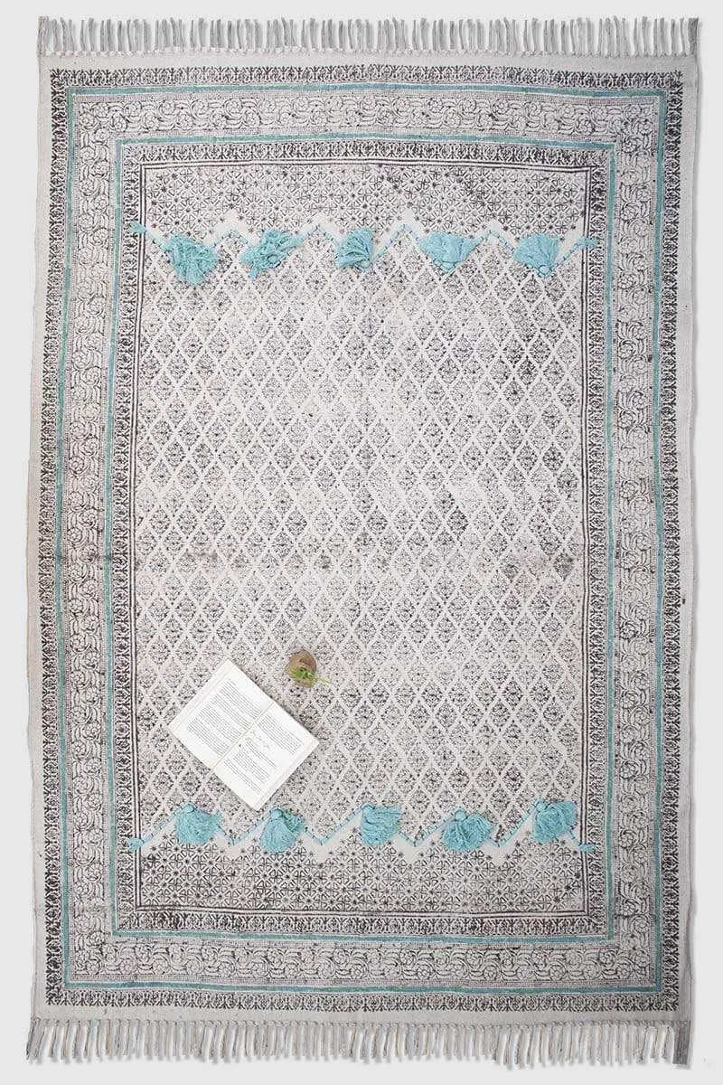 Rocksalt - Block Printed Rug 1