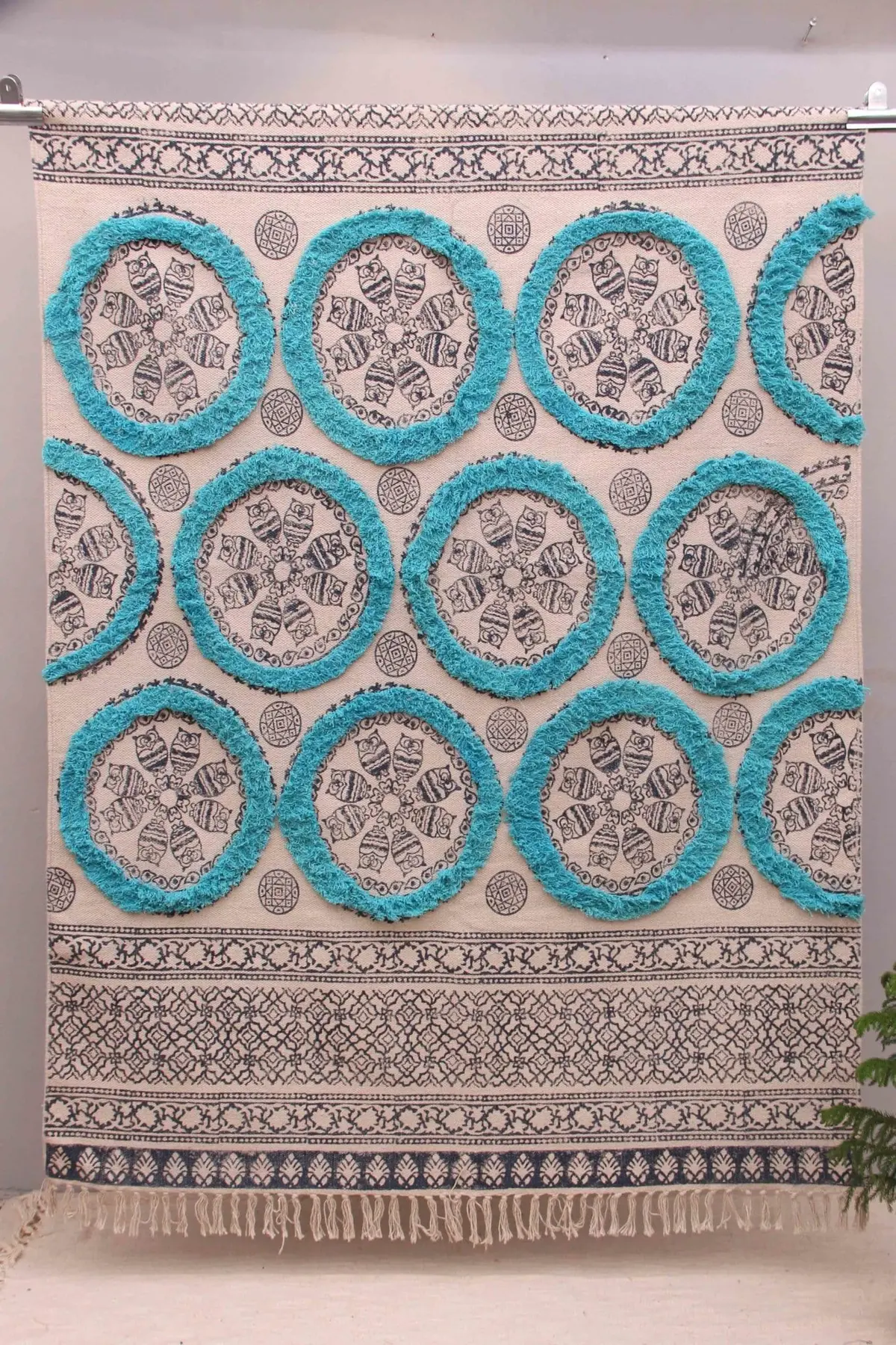Secret - Block Printed Rug - Blue 1
