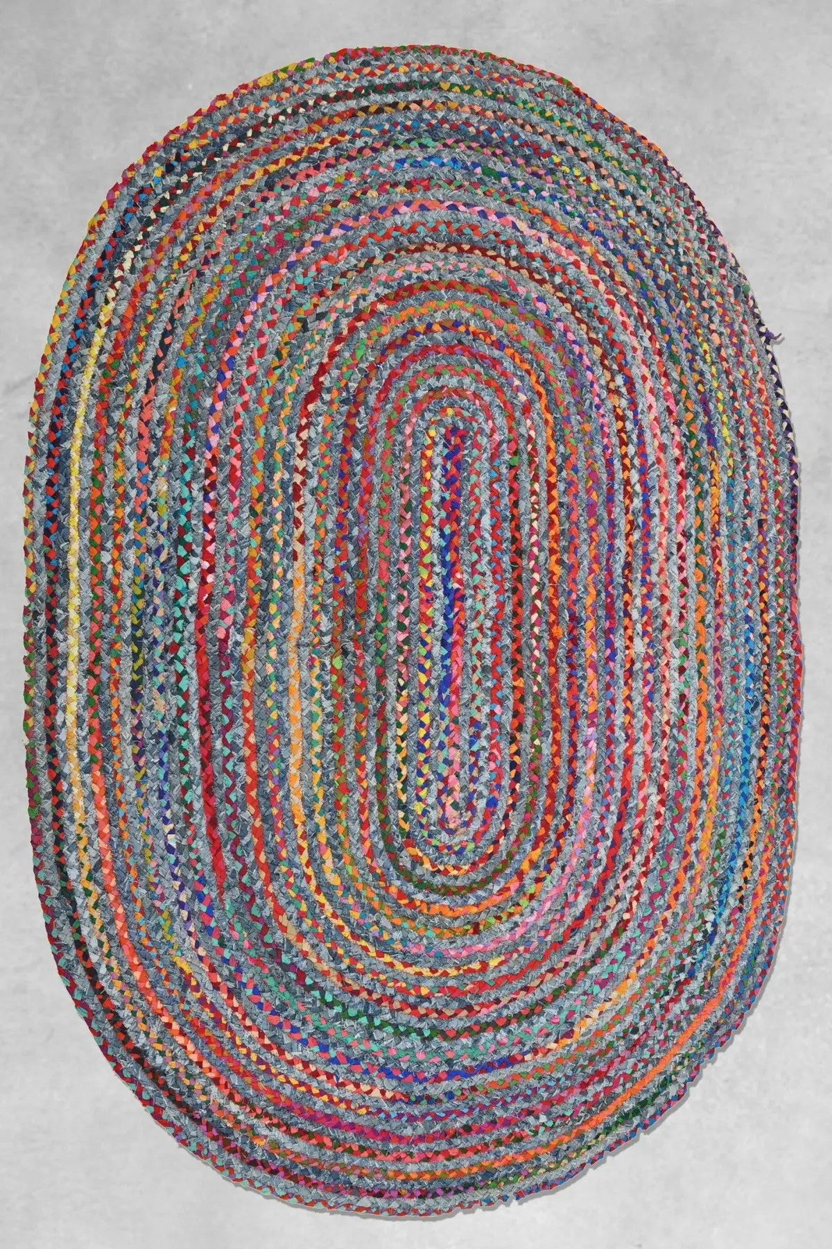 Serena - Braided Denim Chindi Rug - Oval 1