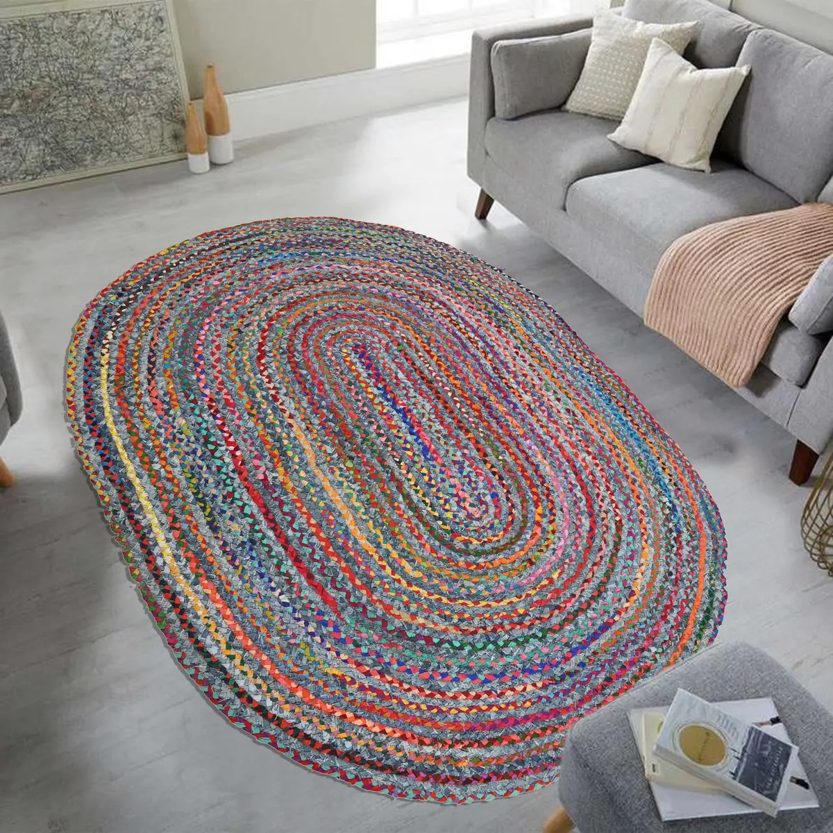 Serena - Braided Denim Chindi Rug - Oval 2