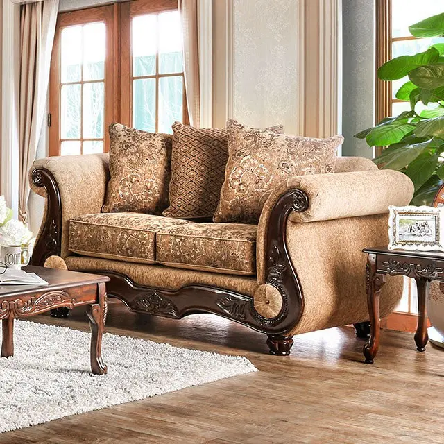 Nicanor Tan/Gold Love Seat 1