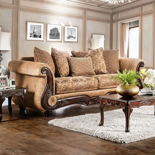Nicanor Tan/Gold Sofa 1
