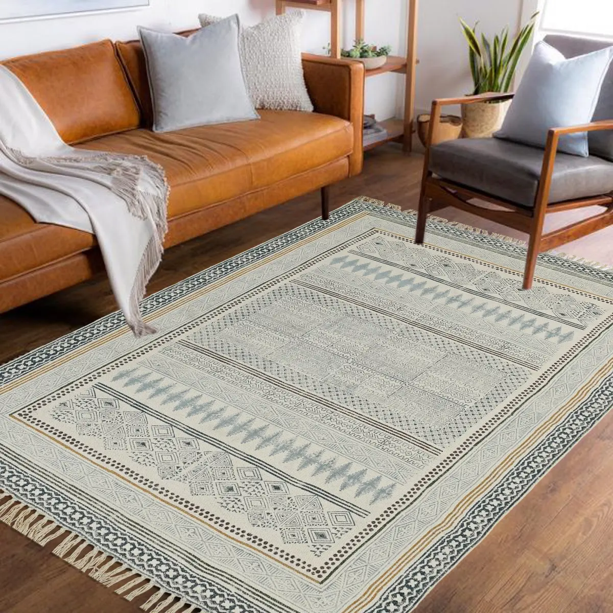 Snowdrop - Block Printed Rug 3
