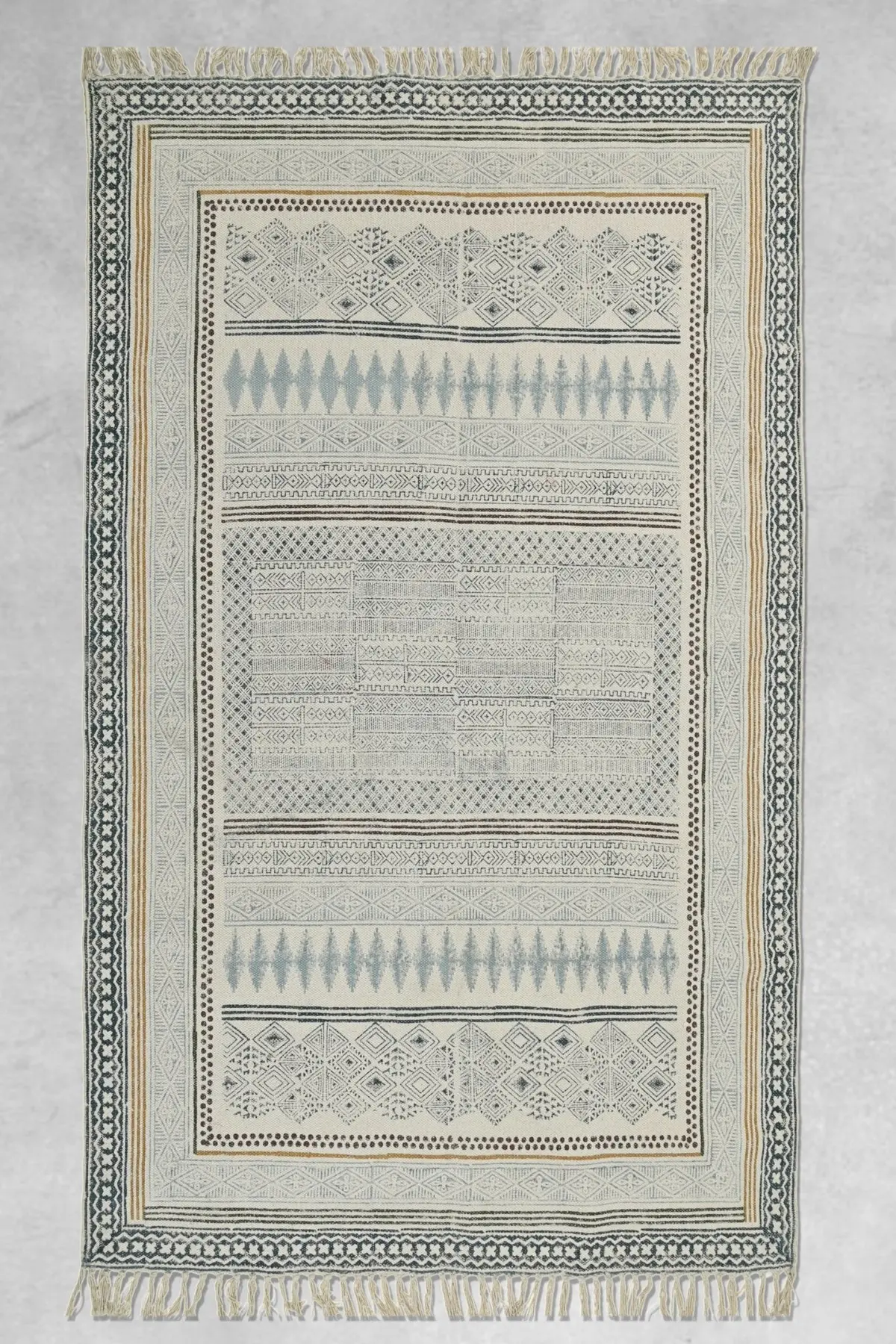 Snowdrop  - Block Printed Rug 1