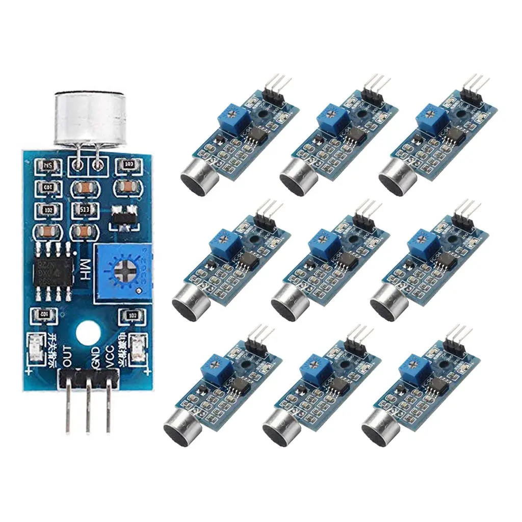 Osoyoo 10 Pcs Sound Sensor Microphone Sound Detection Module For Robot Smart Car For Arduino Raspberry Pi 2 3 3B+ 4 1