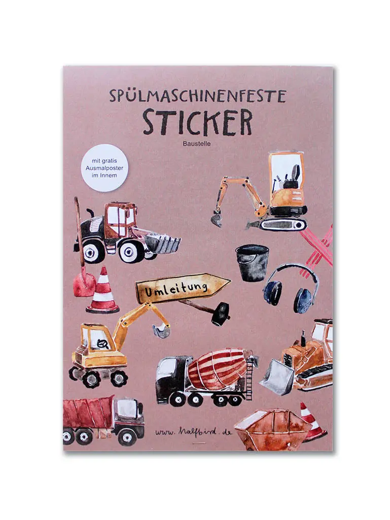 Spülmaschinenfeste Sticker "Baustelle" 1