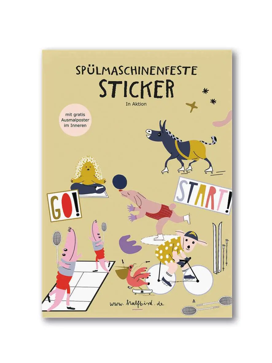 Spülmaschinenfeste Sticker "In Aktion" 1