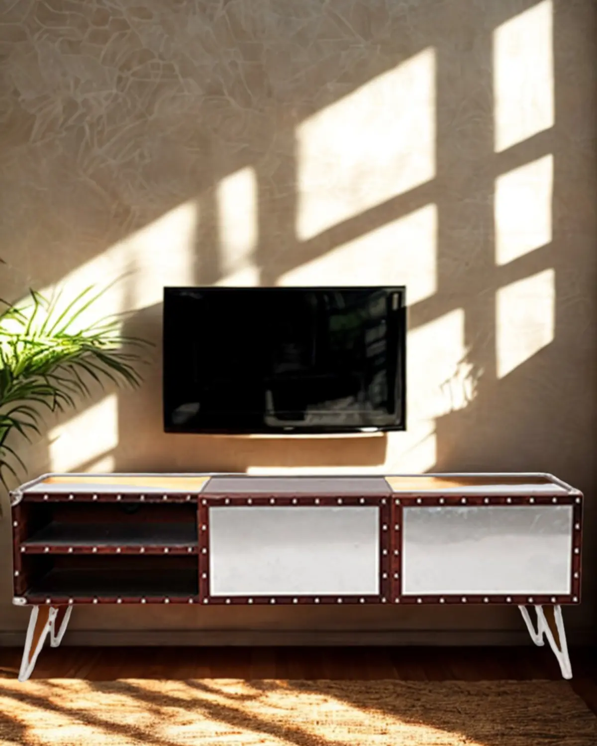 Austin Tv Unit - Aluminium And Leather 1