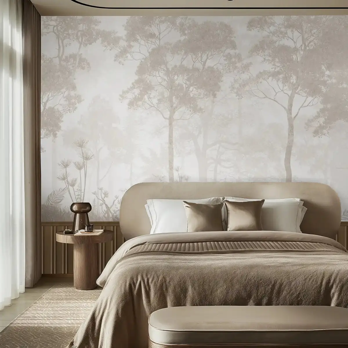 Vintage Forest Theme Wallpaper, Sepia 1